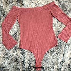 Pink off the shoulder bodysuit